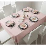 Ensemble de 6 Serviette de Table haut de gamme en Rose confectionnée en 100% lin قمرايا raffinées fait à la main M68 – Image 2