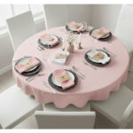 Ensemble de 6 Serviette de Table haut de gamme en Rose confectionnée en 100% lin قمرايا raffinées fait à la main M68 – Image 3