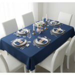 Ensemble de 6 Serviette de Table haut de gamme en Bleu confectionnée en 100% lin قمرايا raffinées fait à la main M69 – Image 2