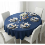 Ensemble de 6 Serviette de Table haut de gamme en Bleu confectionnée en 100% lin قمرايا raffinées fait à la main M69 – Image 3