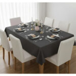 Ensemble de 6 Serviette de Table haut de gamme en Gris charbon confectionnée en 100% lin قمرايا raffinées fait à la main M71 – Image 3