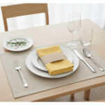 Ensemble de 6 Serviette de Table haut de gamme en Jaune confectionnée en 100% lin قمرايا raffinées fait à la main M28 – Image 2