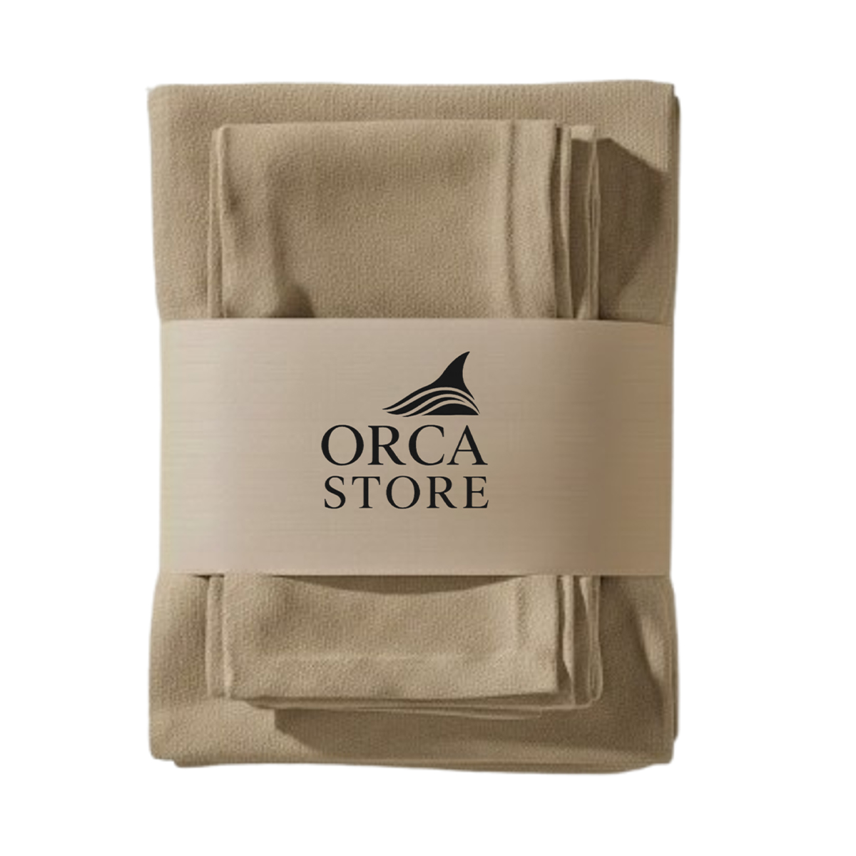 ORA 7716 Ensemble 1 Nappe et 6 Serviette de Table haut de gamme en Taupe confectionnée en 100% lin قمرايا raffinées fait à la main M26 – Image 1