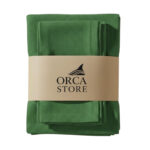 Ensemble 1 Nappe et 6 Serviette de Table haut de gamme en Vert rotana confectionnée en 100% lin قمرايا raffinées fait à la main M20