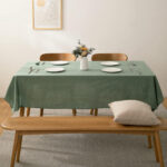 Ensemble 1 Nappe et 6 Serviette de Table haut de gamme en Vert rotana confectionnée en 100% lin قمرايا raffinées fait à la main M20 – Image 2