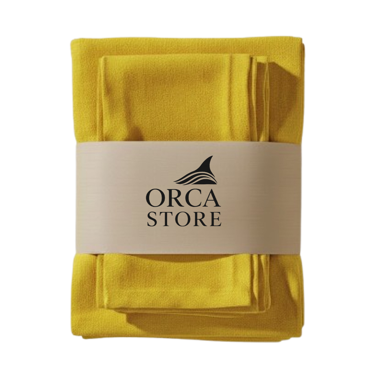 ORA 7722 Ensemble 1 Nappe et 6 Serviette de Table haut de gamme en Jaune canari confectionnée en 100% lin قمرايا raffinées fait à la main M22 – Image 1