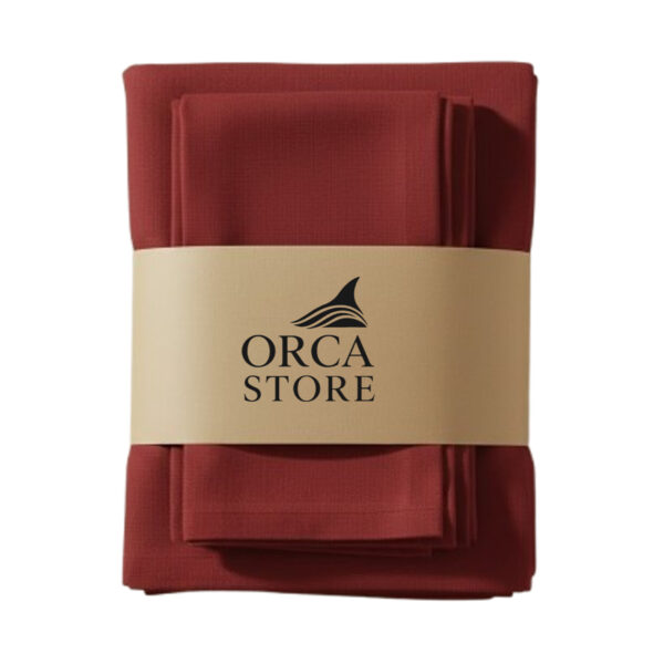 Ensemble 1 Nappe et 6 Serviette de Table haut de gamme en Rouge confectionnée en 100% lin قمرايا raffinées fait à la main M25
