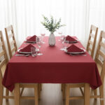 Ensemble 1 Nappe et 6 Serviette de Table haut de gamme en Rouge confectionnée en 100% lin قمرايا raffinées fait à la main M25 – Image 2