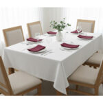 Ensemble 1 Nappe et 6 Serviette de Table haut de gamme en Rouge bordeau confectionnée en 100% lin قمرايا raffinées fait à la main M27 – Image 3