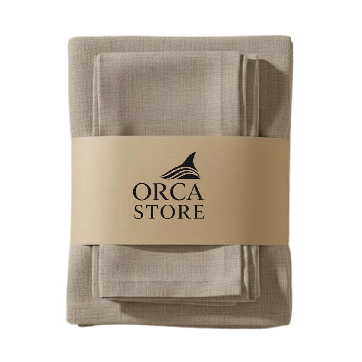 ORA 7735 Ensemble 1 Nappe et 6 Serviette de Table haut de gamme en Beige confectionnée en 100% lin قمرايا raffinées fait à la main M35 – Image 1