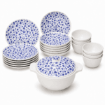 Pack Double Plaisir à Table Bleu Floral 20 pièces en céramique TOP 1237