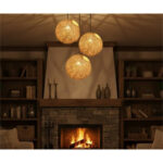 Suspension 3 globes beige en rotin design Armin Home tressé à la main en fil de rotin de style vintage fabrication artisanale T1 – Image 2
