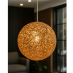 Suspension 3 globes beige en rotin design Armin Home tressé à la main en fil de rotin de style vintage fabrication artisanale T1 – Image 3