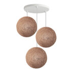 Suspension 3 globes marron en rotin design Armin Home tressé à la main en fil de rotin de style vintage fabrication artisanale T1