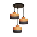 Suspension Combino Ronde 3 Lampes design Armin Home Suspension en bois de style vintage fabrication artisanale T1