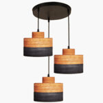 Suspension Combino Ronde 3 Lampes design Armin Home Suspension en bois de style vintage fabrication artisanale T1 – Image 3