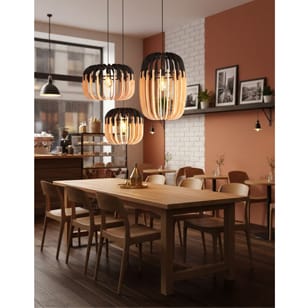 Suspension Dama Ronde Bicolor Lampes design Armin Home Suspension en bois de style vintage fabrication artisanale T3 – Image 3