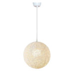 Suspension globes blanc en rotin design Armin Home tressé à la main en fil de rotin de style vintage fabrication artisanale T1