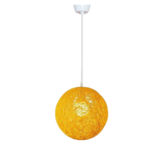 Suspension globes jaune en rotin design Armin Home tressé à la main en fil de rotin de style vintage fabrication artisanale T1