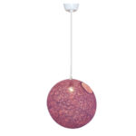 Suspension globes mauve en rotin design Armin Home tressé à la main en fil de rotin de style vintage fabrication artisanale T1