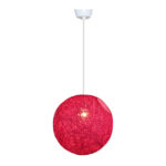 Suspension globes rouge en rotin design Armin Home tressé à la main en fil de rotin de style vintage fabrication artisanale T1