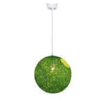 Suspension globes vert en rotin design Armin Home tressé à la main en fil de rotin de style vintage fabrication artisanale T1