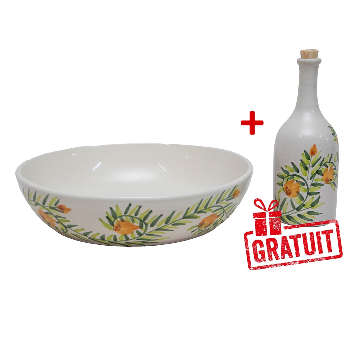 TOP 2972 Pack Double Plaisir à Table Le Printemps : 1 Grand saladier + 1 Huilier TOP 2972 – Image 1