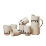 Pichet et 6 verres maxi drink Art Amazigh en fine céramique fait main