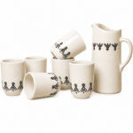 Pichet et 6 verres maxi drink Art Amazigh en fine céramique fait main
