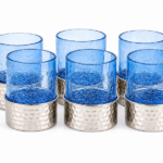 6 verres à eau cylindrique et 6 socles en verre souffle 300 ML