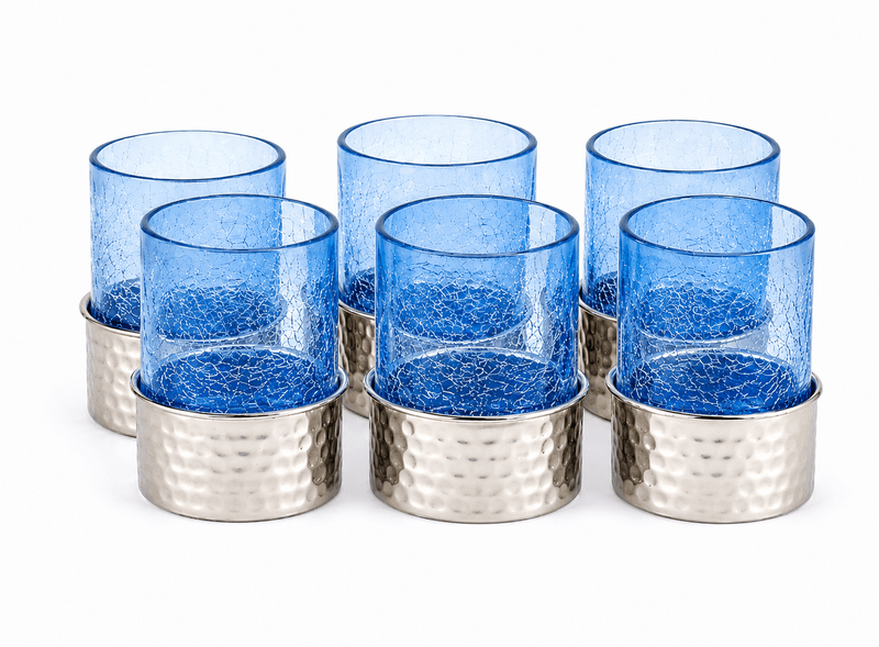 6 verres à eau cylindrique et 6 socles en verre souffle (2) 6 verres à eau cylindrique et 6 socles en verre souffle 300 ML – Image 1