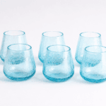 6 verres a eau ovale en verre souffle -fait main