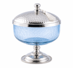 Coupe avec couvercle GM en verre souffle