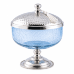 Coupe avec couvercle GM en verre souffle