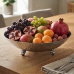 Corbeille à Fruits sur Pieds Artisanal en Cuivre Martelé argenté fait main – Image 2