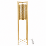 Lampadaire Cylindrique Contemporain Artisanal en Cuivre Doré perforé fait main