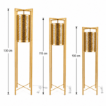 Lampadaire Cylindrique Contemporain Artisanal en Cuivre Doré perforé fait main – Image 2