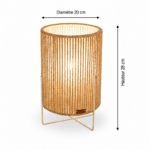 Lampe à Poser Contemporain Artisanal en corde de jute naturelle fait main Ø 20 – Image 2