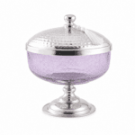 Coupe avec couvercle PM en verre souffle -fait main et cuivre martelé