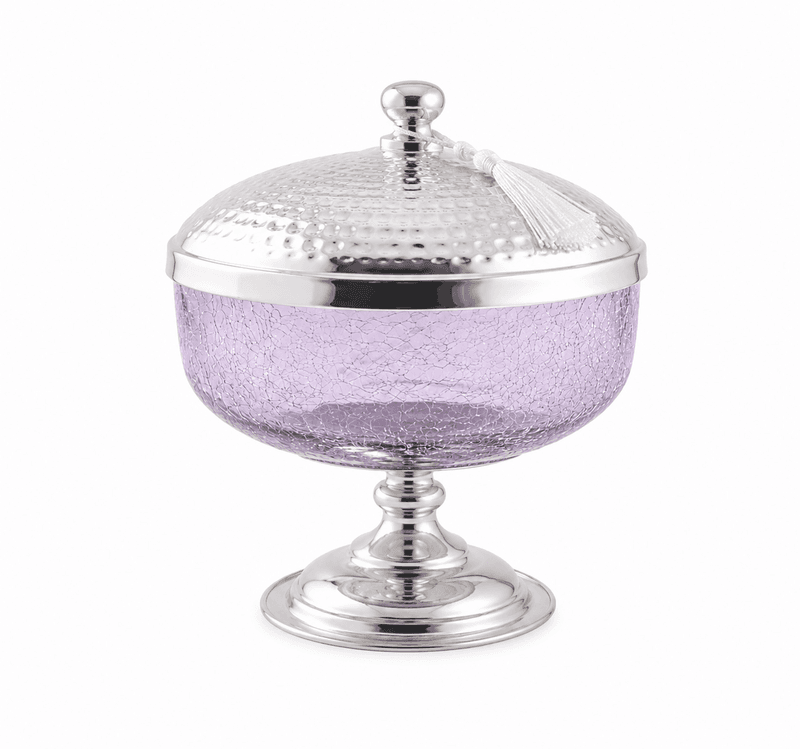 coupe a couvercle Coupe avec couvercle PM en verre souffle -fait main et cuivre martelé – Image 1