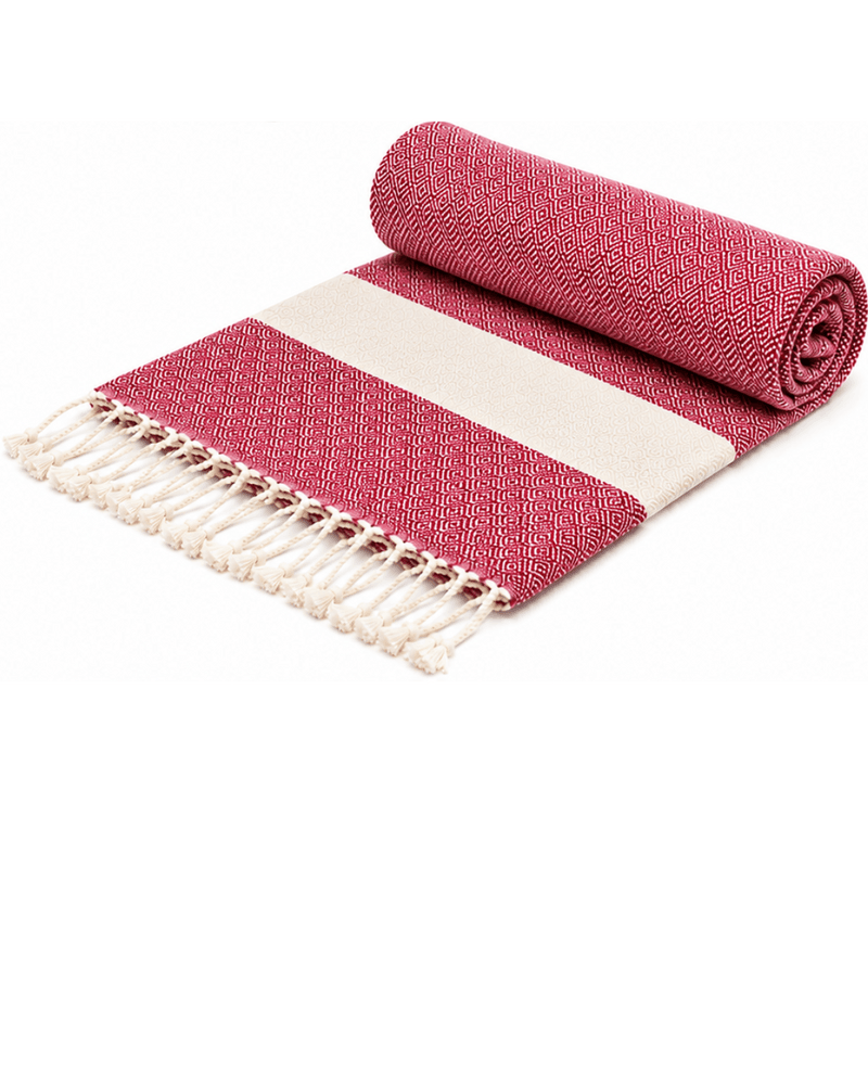 diamond rouge bordeau Fouta Diamond fabrication artisanale en pur coton – Image 1
