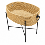 L'Ovale Nomade – Panier de Rangement haut de gamme en fibre naturelle sur Piétement Artisanal fait main