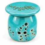 Brûle-Parfum et Diffuseur d'Arômes haut de gamme en fine Céramique Motif Arbre de Vie en turquoise fabrication artisanale